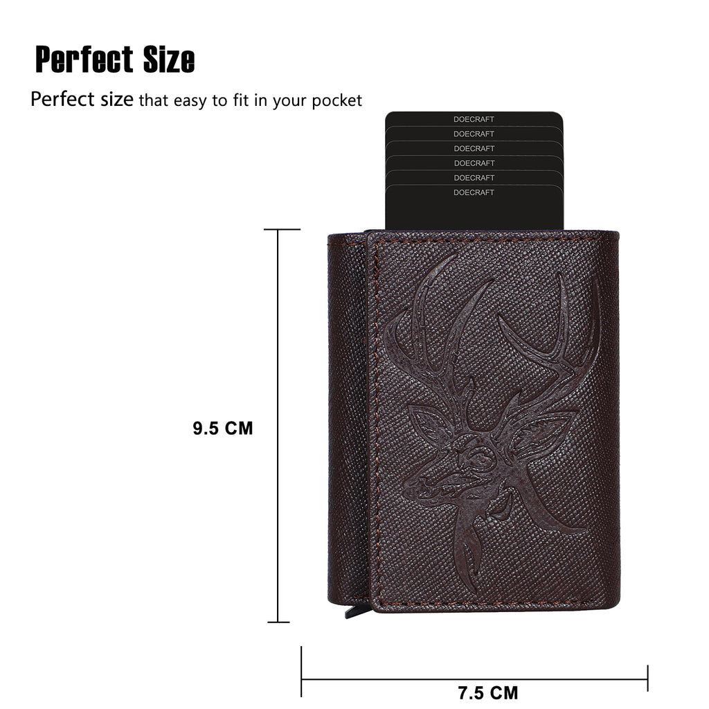 DOECRAFT Men Casual, Formal Brown Saffiano Genuine Leather Wallet (8 Card Slots)