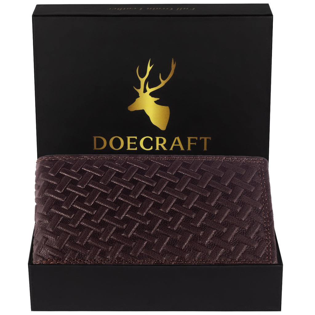 DOECRAFT Men Casual, Formal Brown Genuine Leather Wallet (8 Card Slots)