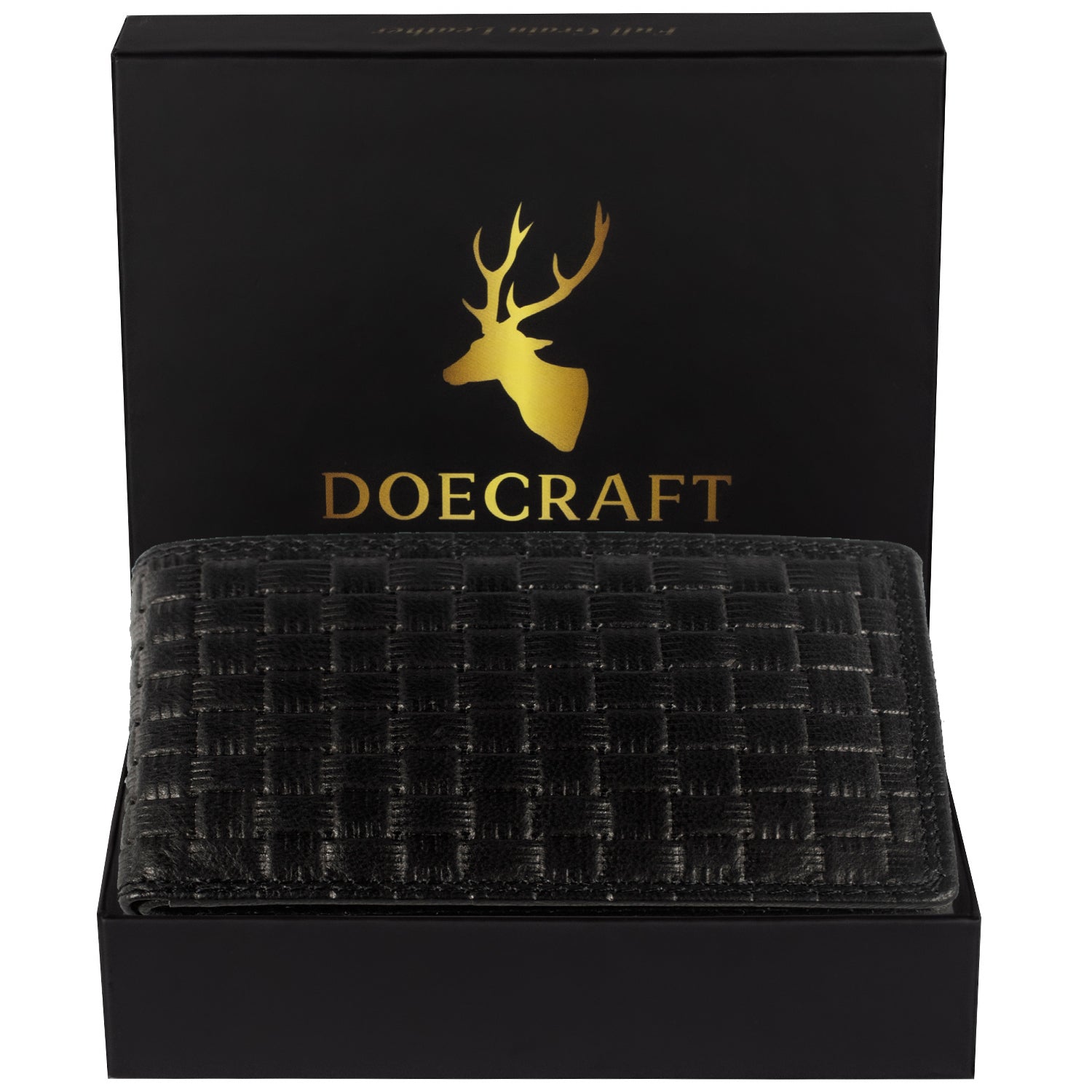 DOECRAFT Men Casual, Formal Black Genuine Leather Wallet (8 Card Slots)