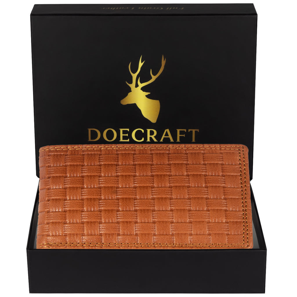 DOECRAFT Men Casual, Formal Orange Genuine Leather Wallet (8 Card Slots)
