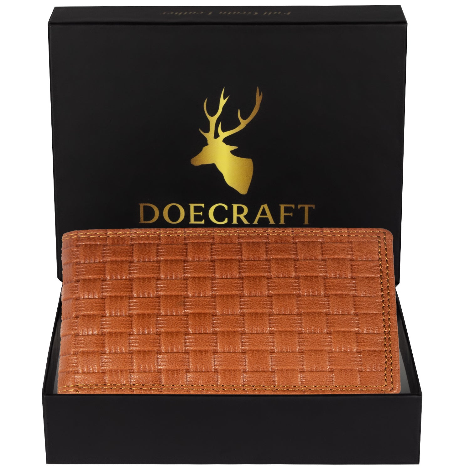 DOECRAFT Men Casual, Formal Orange Genuine Leather Wallet (8 Card Slots)
