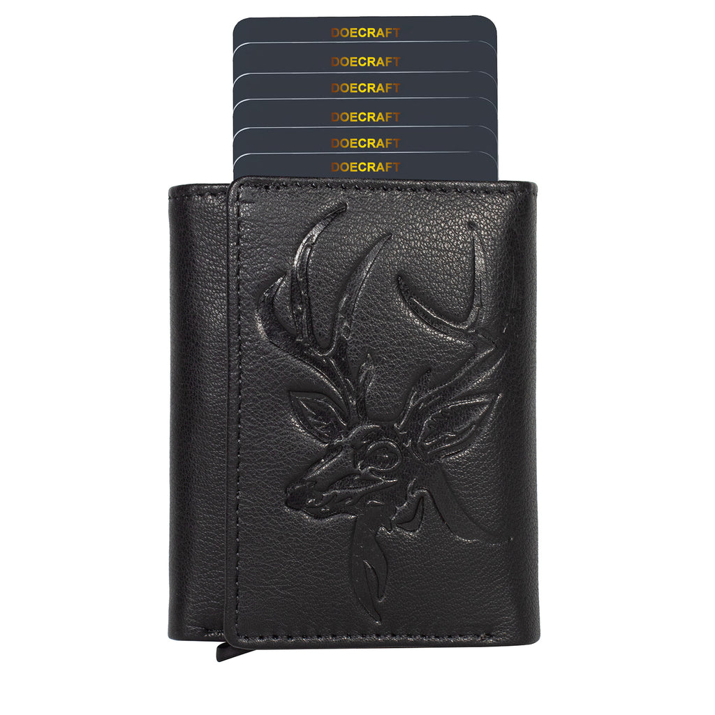 DOECRAFT Men Casual, Formal Black Genuine Leather Wallet (8 Card Slots)