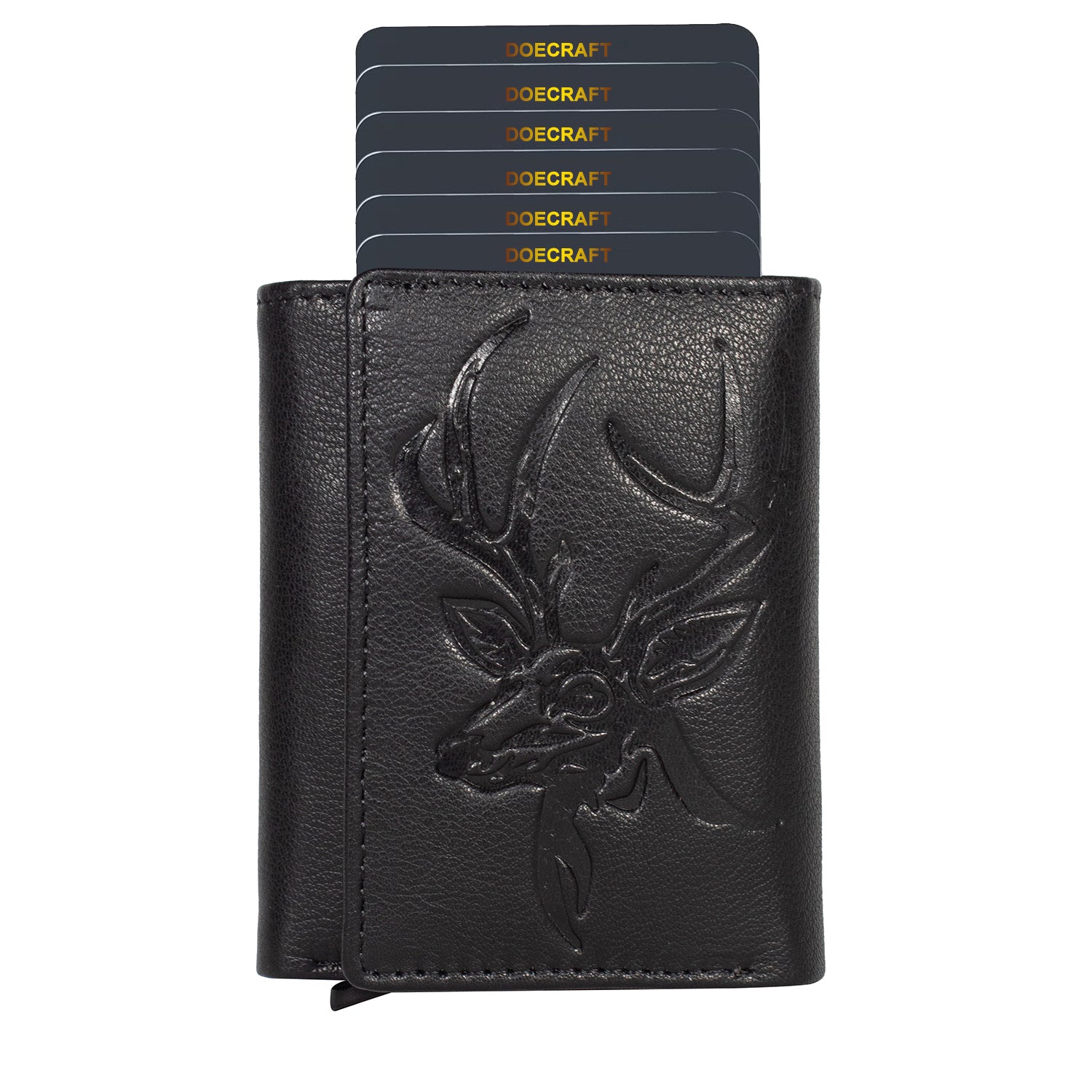 DOECRAFT Men Casual, Formal Black Genuine Leather Wallet (8 Card Slots)