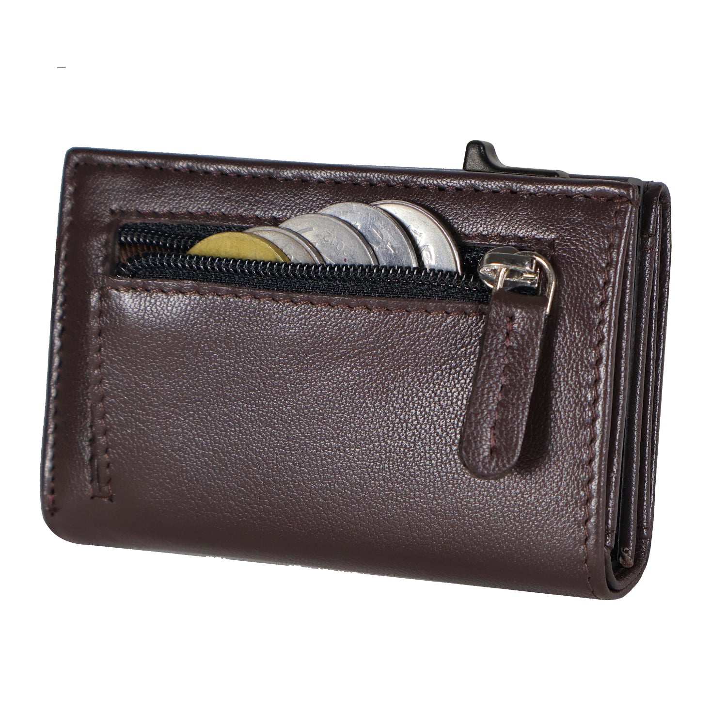 DOECRAFT Men Casual, Formal Brown, Black Genuine Leather, Aluminium Wallet (10 Card Slots)