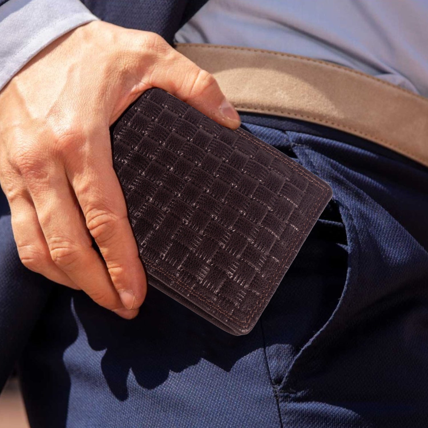 DOECRAFT Men Casual, Formal Brown Genuine Leather Wallet (8 Card Slots)