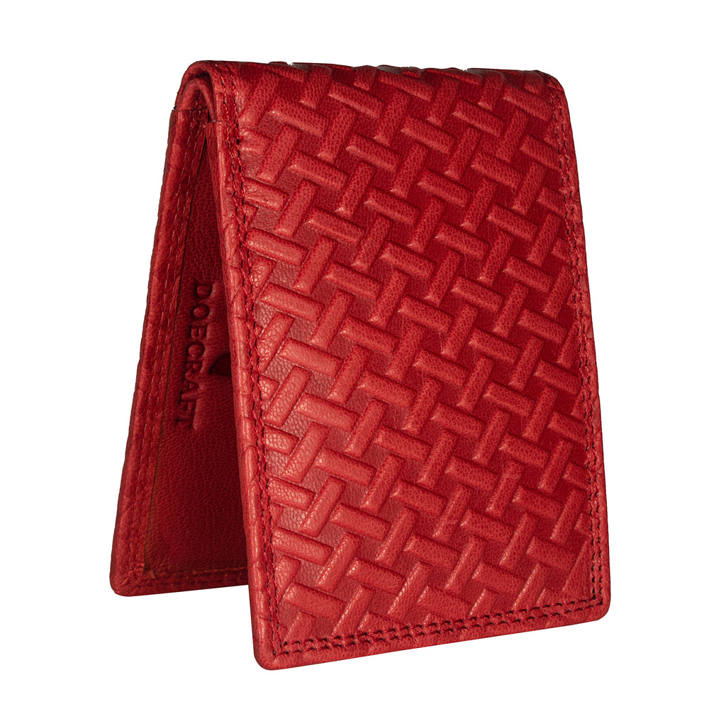 DOECRAFT Men Casual, Formal, Trendy Red Genuine Leather Wallet (8 Card Slots)