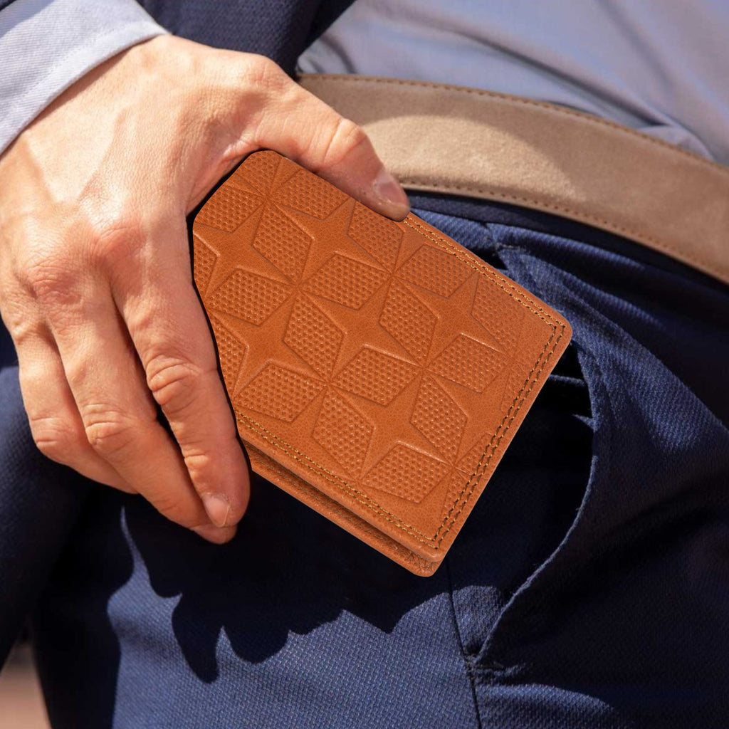 DOECRAFT Men Casual, Formal Orange Genuine Leather Wallet (8 Card Slots)