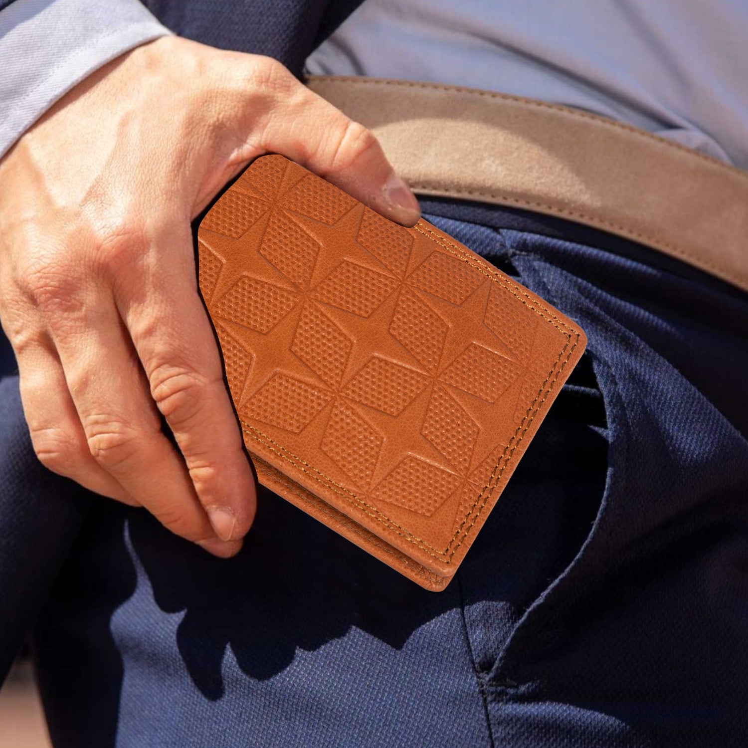 DOECRAFT Men Casual, Formal Orange Genuine Leather Wallet (8 Card Slots)