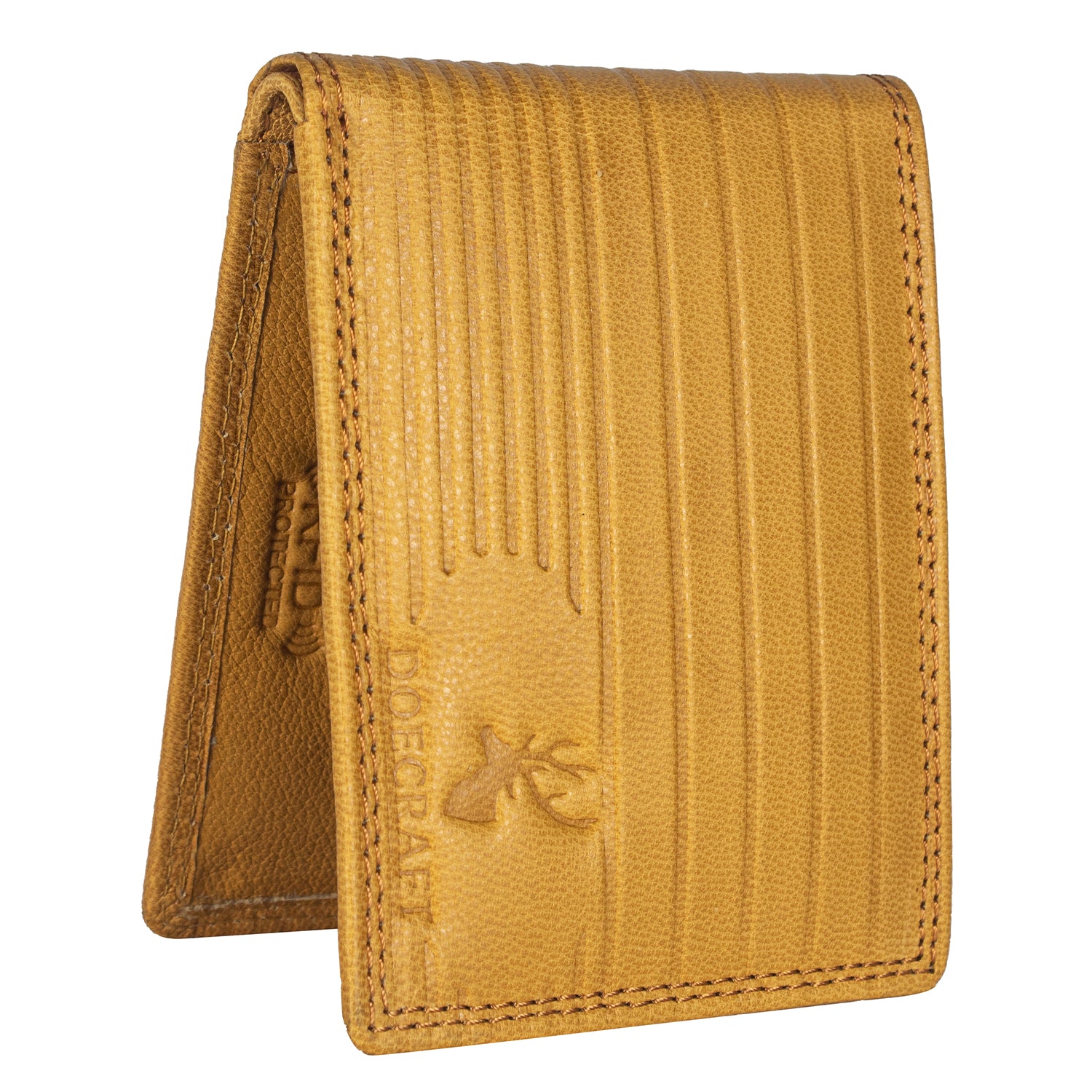DOECRAFT Men Casual, Formal Yellow Genuine Leather Wallet (8 Card Slots)