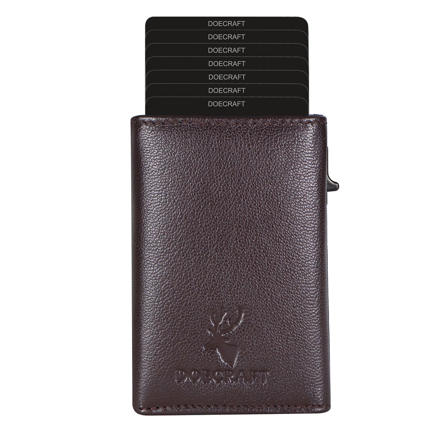 DOECRAFT Men Casual, Formal Brown, Black Genuine Leather, Aluminium Wallet (10 Card Slots)