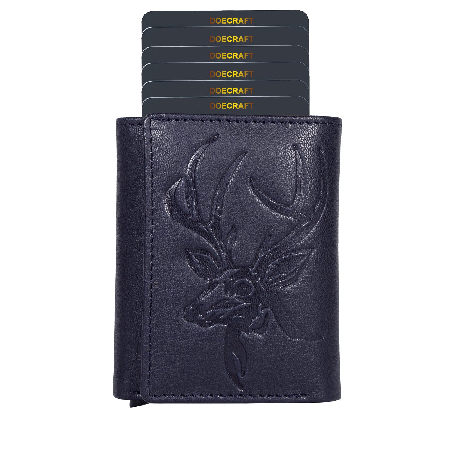 DOECRAFT Men Casual, Formal Blue Genuine Leather Wallet (8 Card Slots)