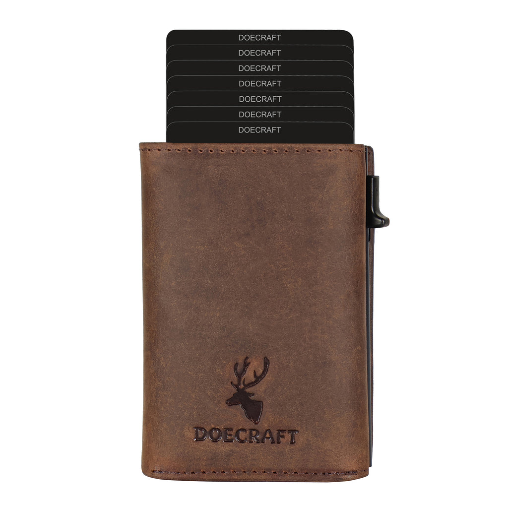 DOECRAFT Men Casual, Formal Brown, Black Genuine Leather, Aluminium Wallet (10 Card Slots)