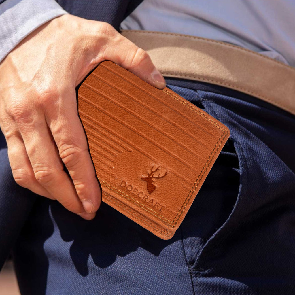 DOECRAFT Men Casual, Formal Orange Genuine Leather Wallet (8 Card Slots)