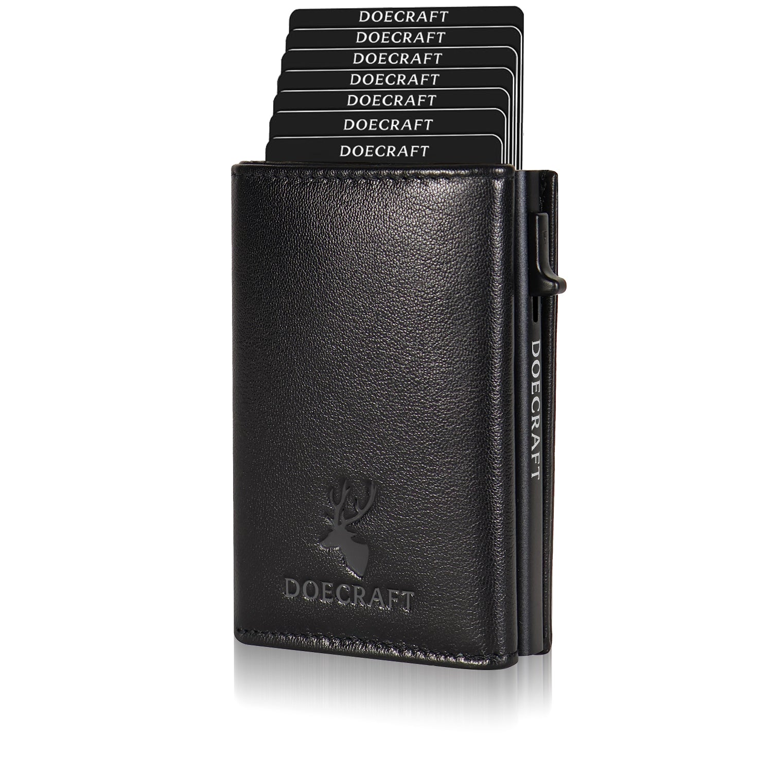 DOECRAFT Men Casual, Formal Black Genuine Leather, Aluminium Wallet (10 Card Slots)