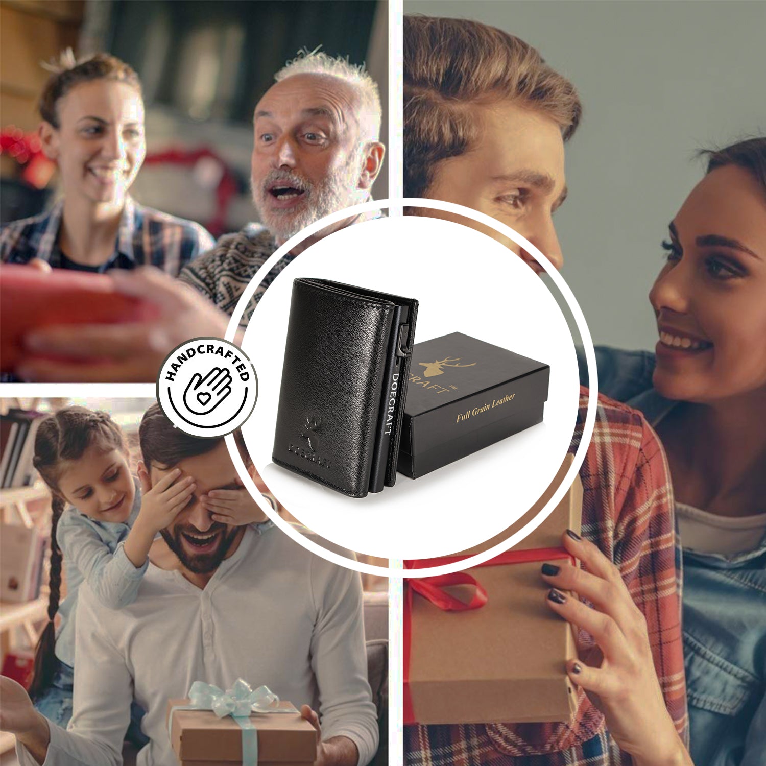 DOECRAFT Men Casual, Formal Black Genuine Leather, Aluminium Wallet (10 Card Slots)