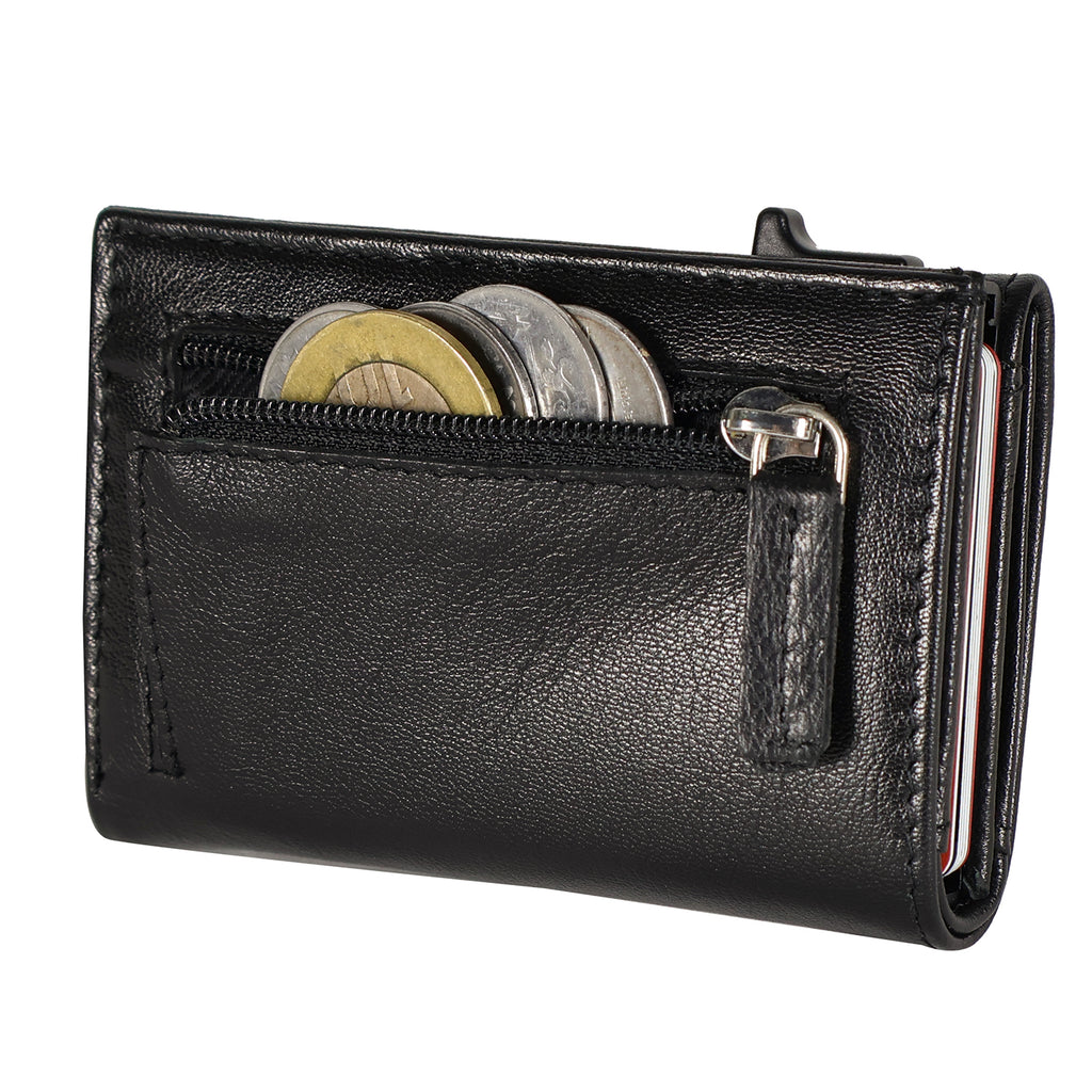 DOECRAFT Men Casual, Formal Black Genuine Leather, Aluminium Wallet (10 Card Slots)