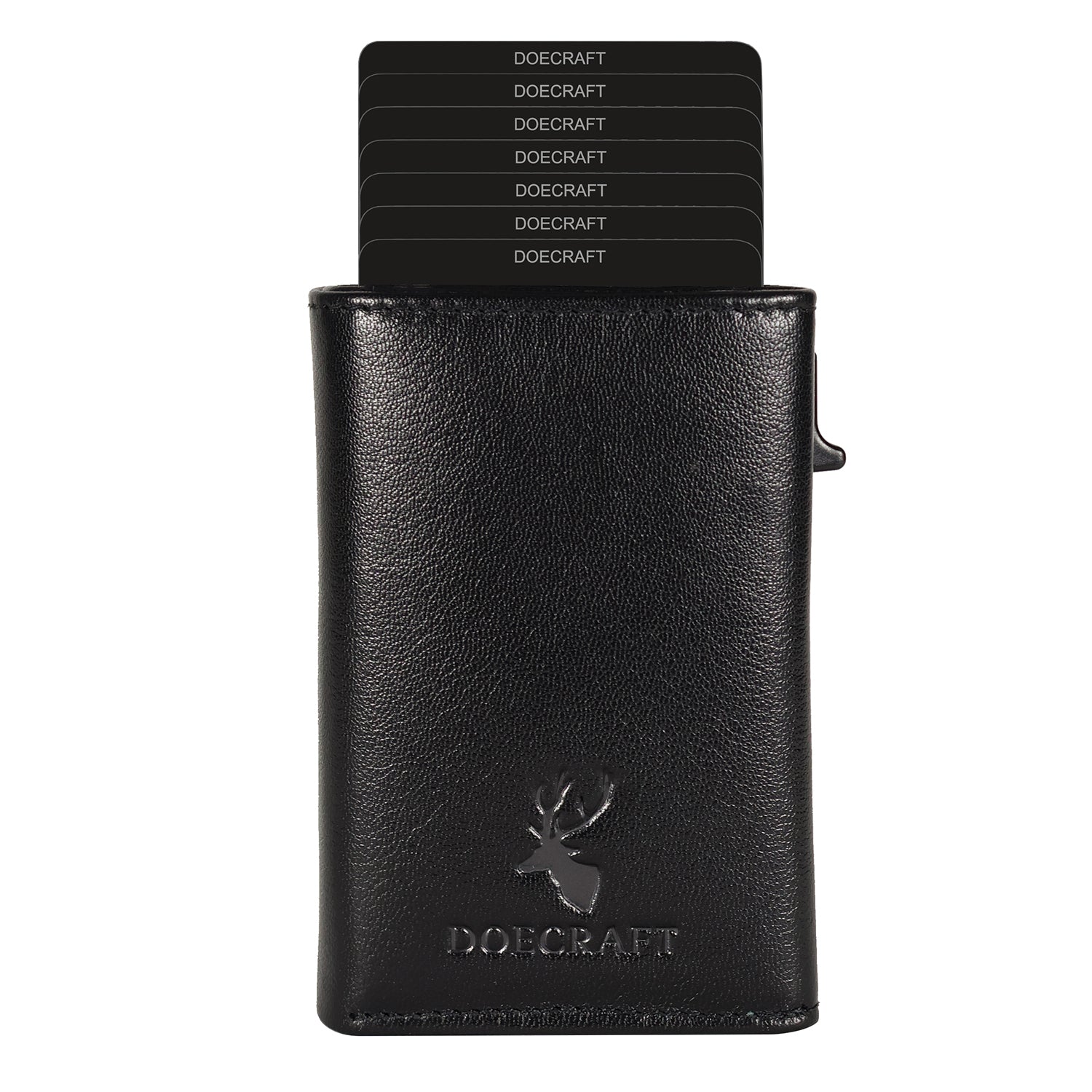 DOECRAFT Men Casual, Formal Black Genuine Leather, Aluminium Wallet (10 Card Slots)