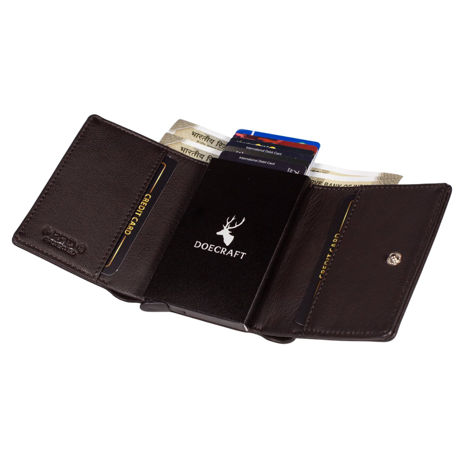 DOECRAFT Men Casual, Formal Brown Genuine Leather Wallet (8 Card Slots)