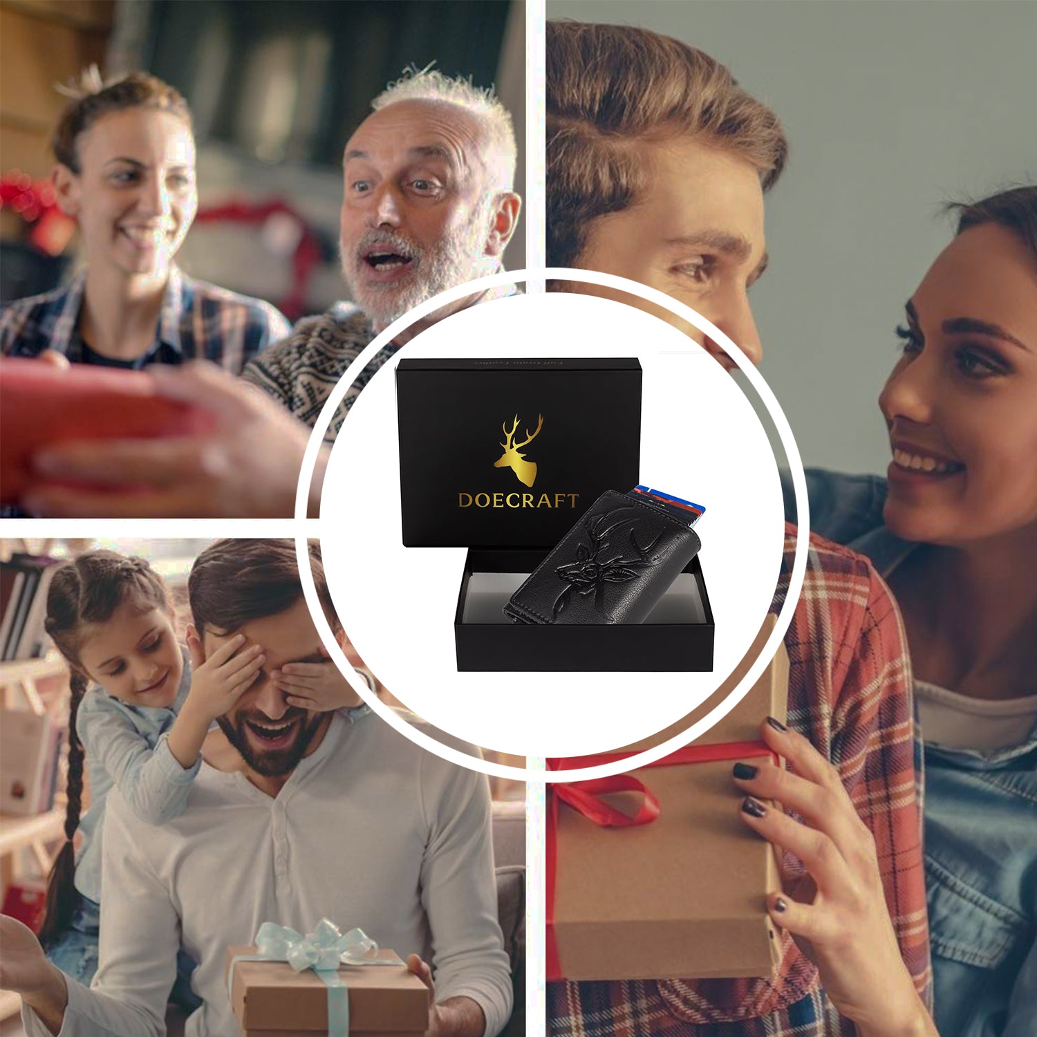 DOECRAFT Men Casual, Formal Black Genuine Leather Wallet (8 Card Slots)