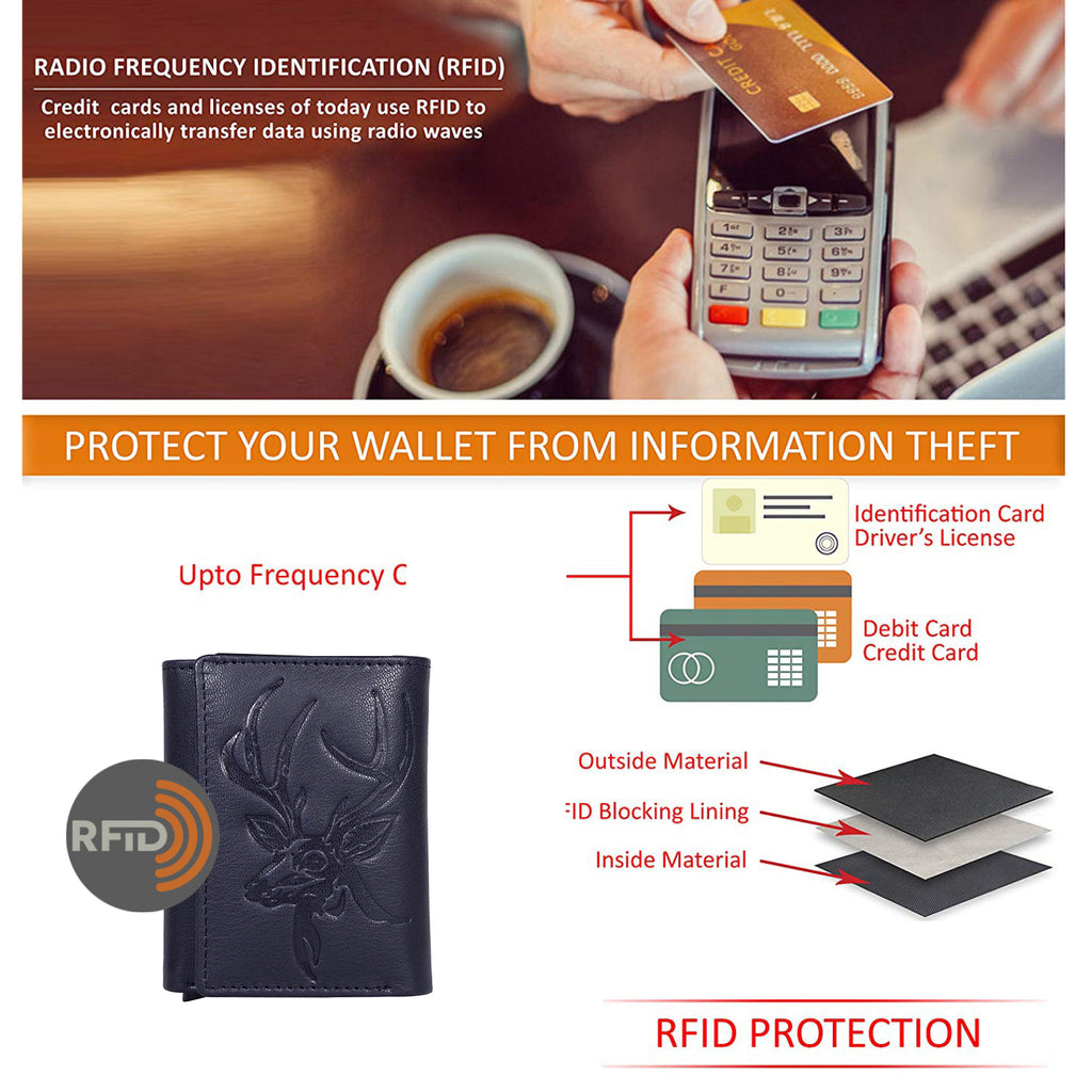 DOECRAFT Men Casual, Formal Blue Genuine Leather Wallet (8 Card Slots)