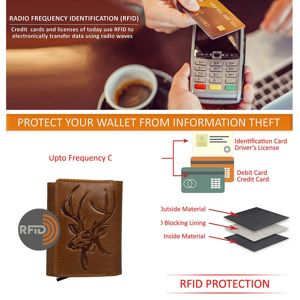 DOECRAFT Men Casual, Formal Tan, Black Genuine Leather Wallet (8 Card Slots)