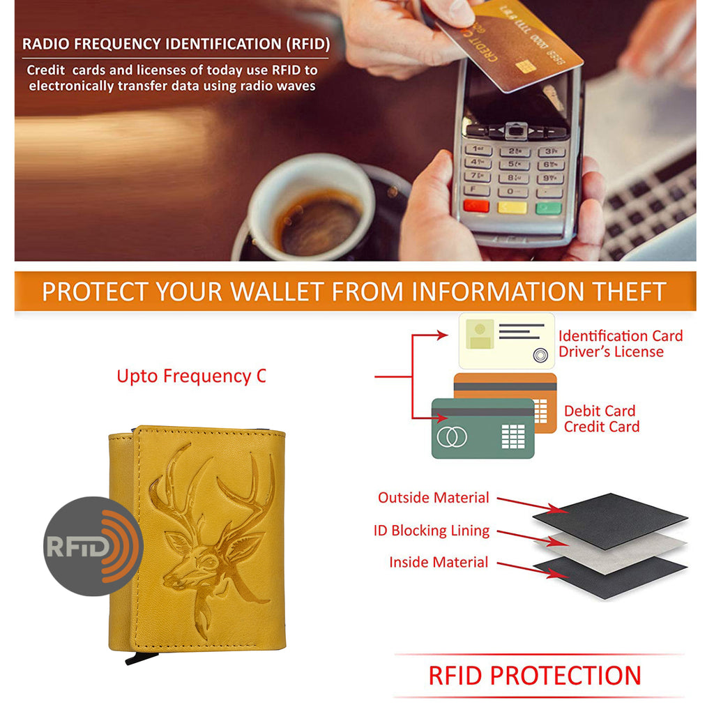 DOECRAFT Men Casual, Formal Yellow, Black Genuine Leather Wallet (8 Card Slots)