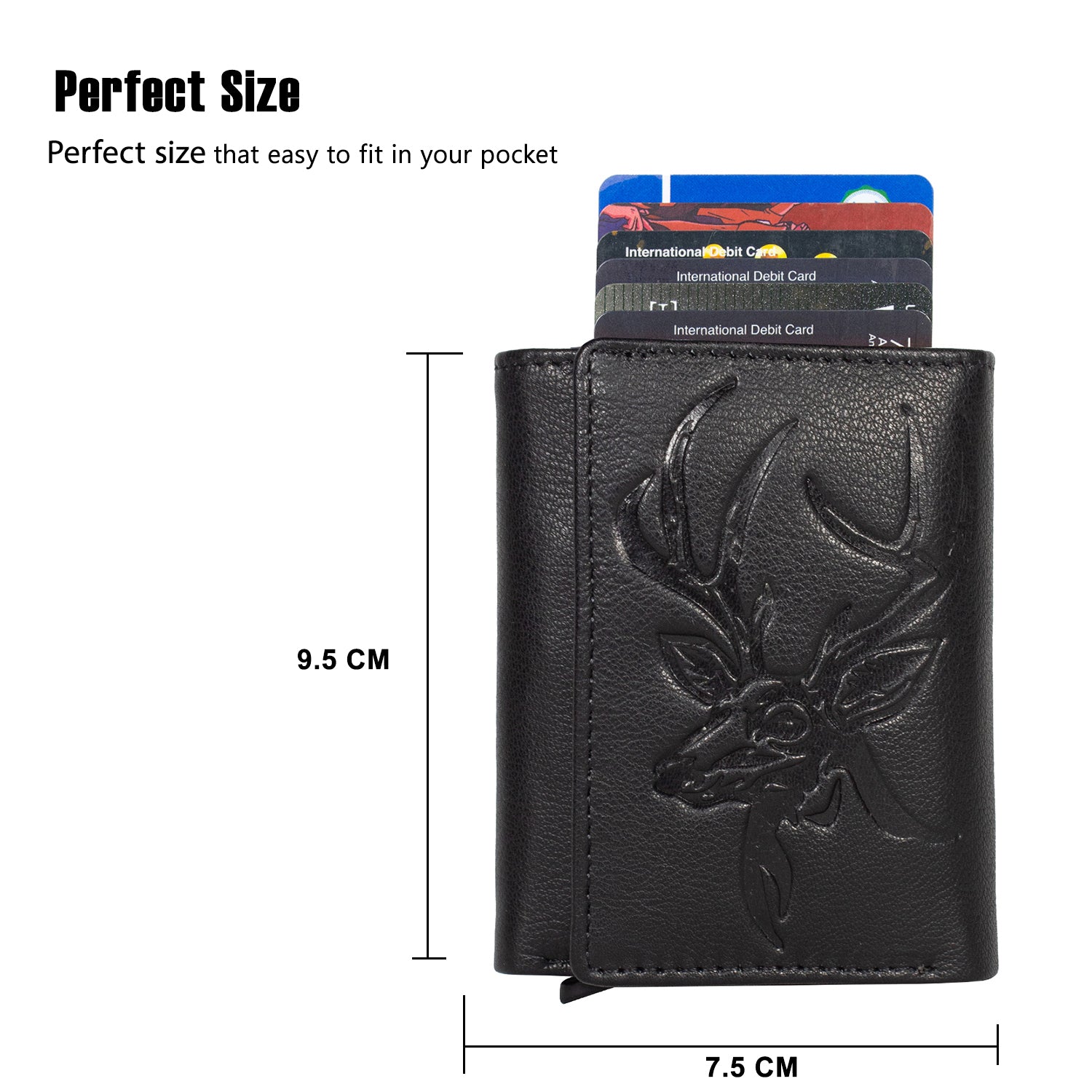 DOECRAFT Men Casual, Formal Black Genuine Leather Wallet (8 Card Slots)