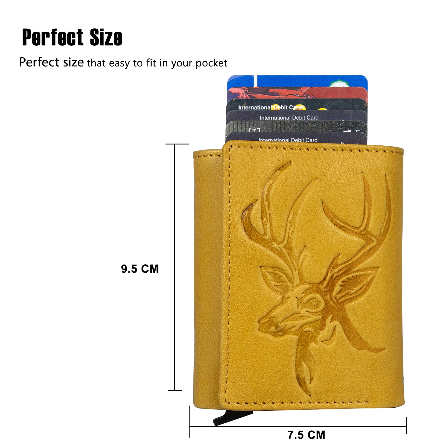 DOECRAFT Men Casual, Formal Yellow, Black Genuine Leather Wallet (8 Card Slots)