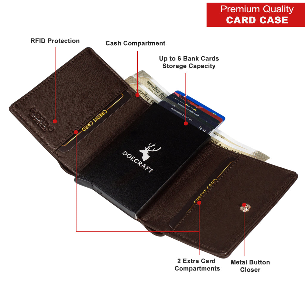 DOECRAFT Men Casual, Formal Brown Genuine Leather Wallet (8 Card Slots)