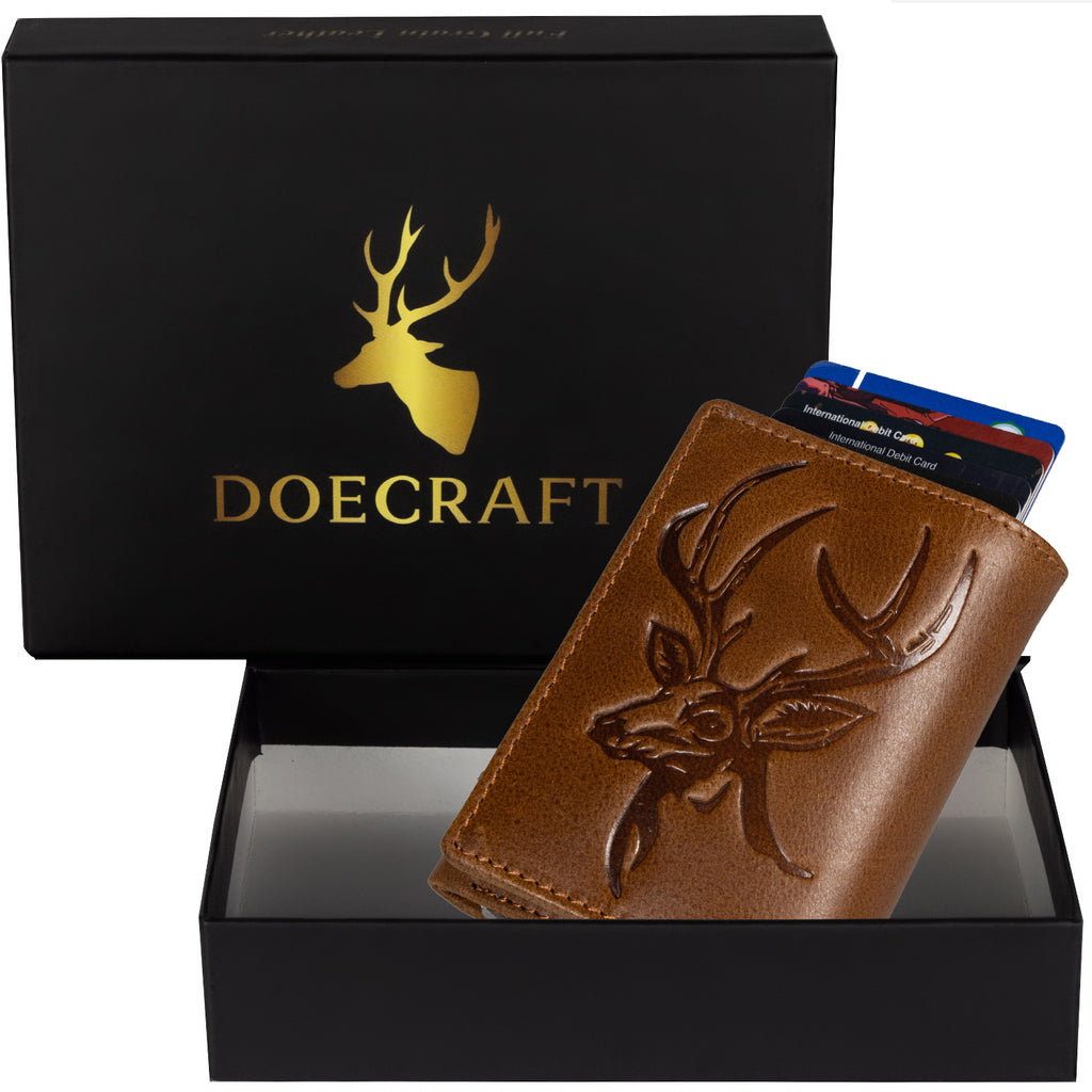 DOECRAFT Men Casual, Formal Tan, Silver Genuine Leather Wallet (8 Card Slots)
