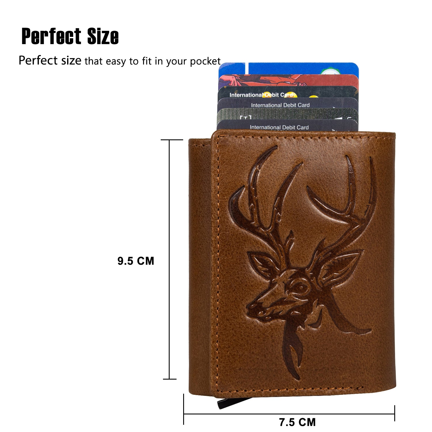 DOECRAFT Men Casual, Formal Tan, Silver Genuine Leather Wallet (8 Card Slots)