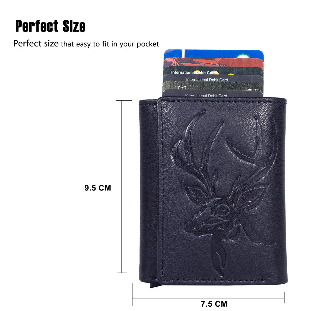 DOECRAFT Men Casual, Formal Blue, Silver Genuine Leather Wallet (8 Card Slots)