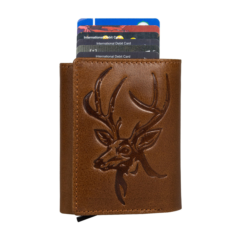 DOECRAFT Men Casual, Formal Tan, Silver Genuine Leather Wallet (8 Card Slots)